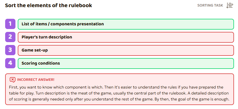 Sorting task